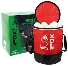Fox TT Practice Table Tennis Balls and Bag x120, Red/White, front view