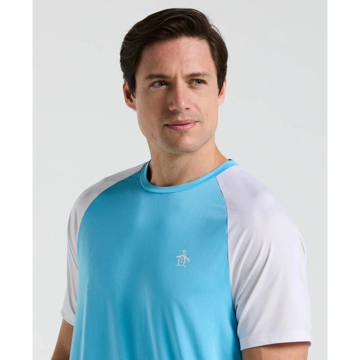 Original Penguin Blocked Performance Tennis T-Shirt, Blue Grotto, front view