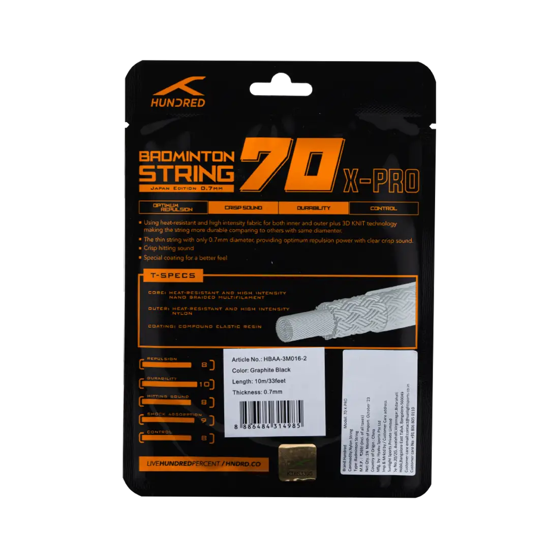 Hundred 70 X Pro Badminton String HBAA-3M016-2 String (Packs) Hundred