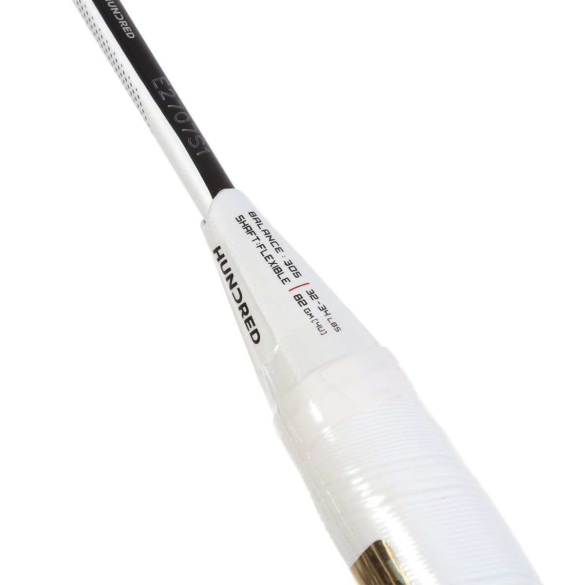 Hundred Ioniq 80 4U Badminton Racket - White/Black Badminton Rackets Hundred