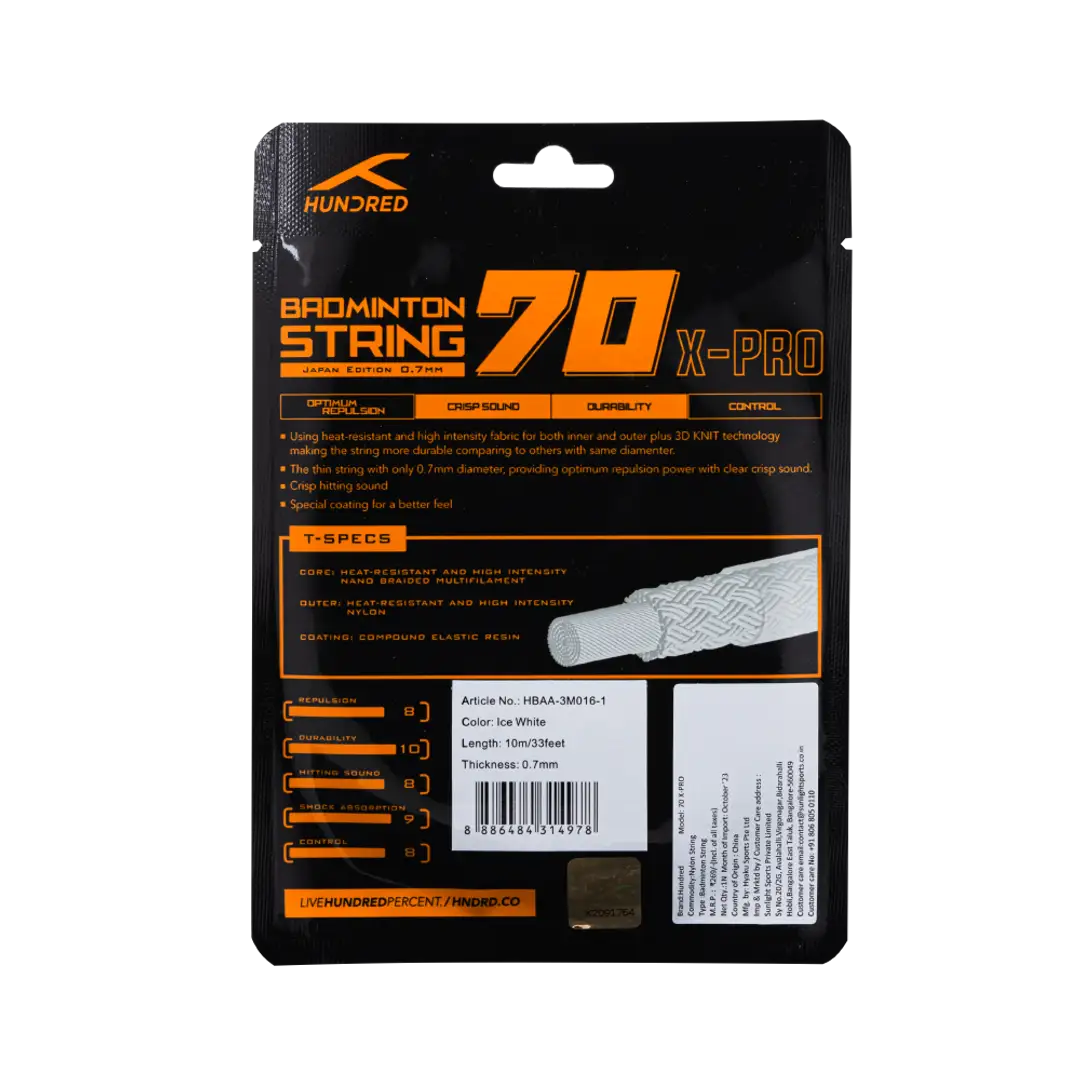 Hundred 70 X Pro Badminton String HBAA-3M016-1 String (Packs) Hundred