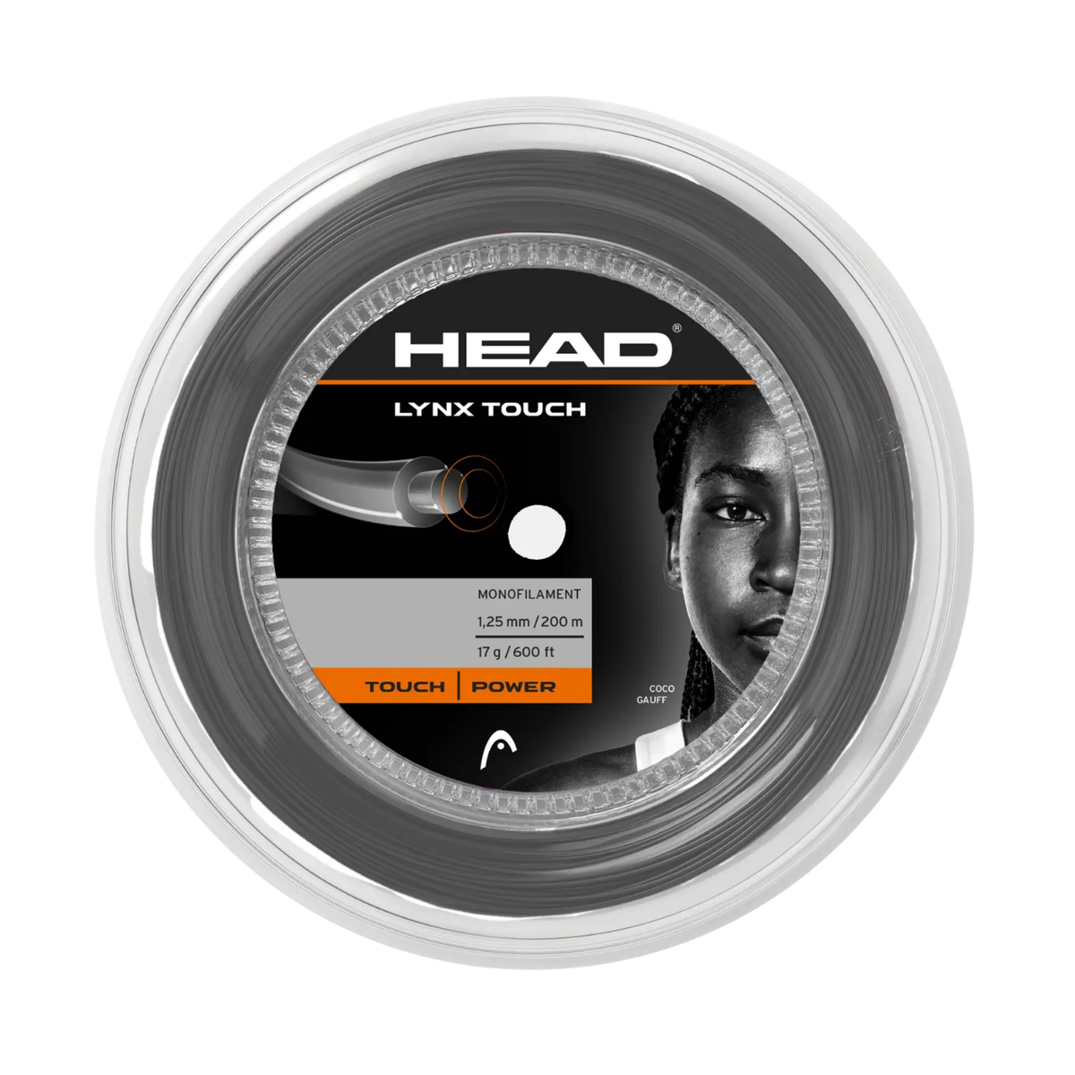 Head Lynx Touch 1.25mm Tennis String Reel (200m), Transparent Black