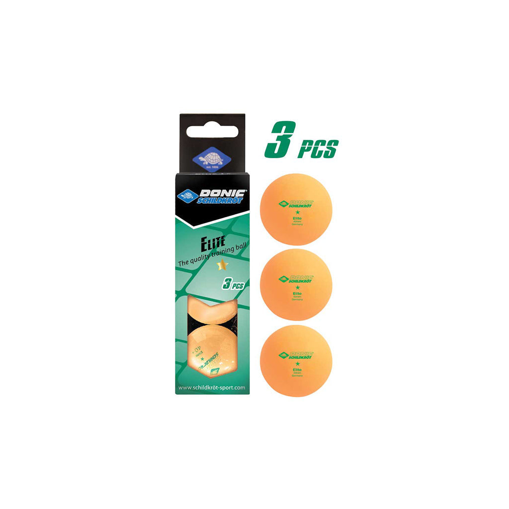 Donic-Schildkort 1-Star Elite Table Tennis Ball 3pcs - Orange Accessories Donic-Schildkroet