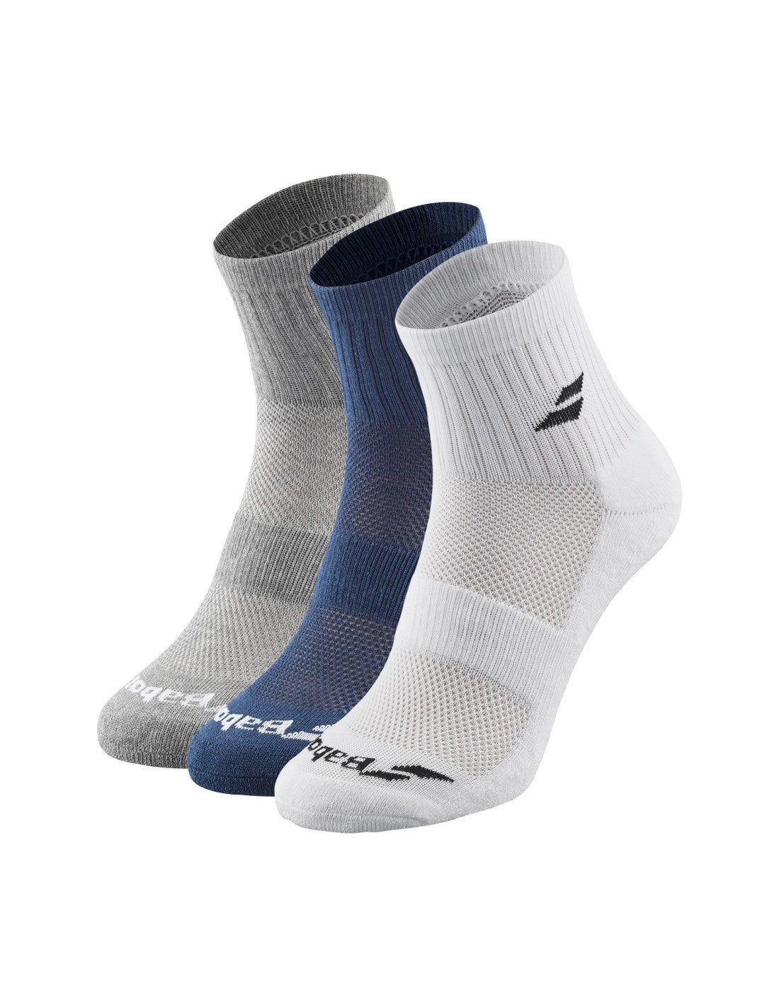 Babolat Quarter Socks Unisex 3 Pack - Multicolor White Estate Blue Grey Clothing Babolat