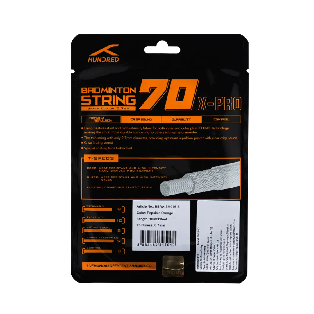 Hundred 70 X Pro Badminton String HBAA-3M016-5 String (Packs) Hundred
