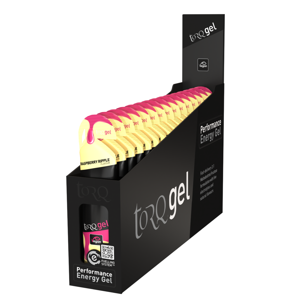 TORQ Raspberry Ripple energy gel, box of 15
