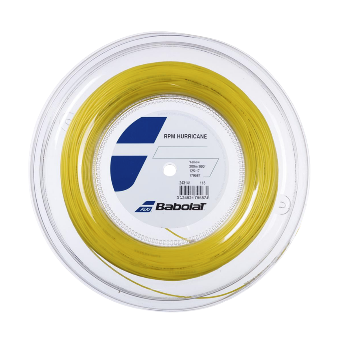 Babolat RPM Hurricane 1.25mm Tennis String Reel (200m), White, back view