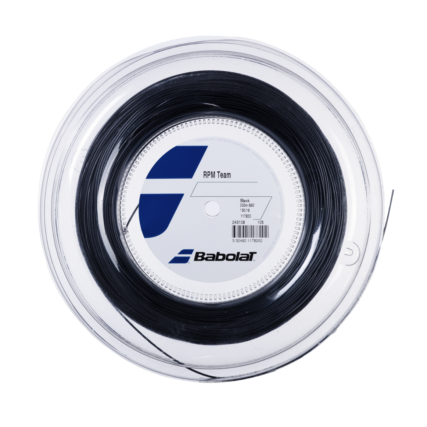 Babolat RPM Team 1.30mm Tennis String Reel (200m) BLACK 200m Reel String (Reel) Babolat