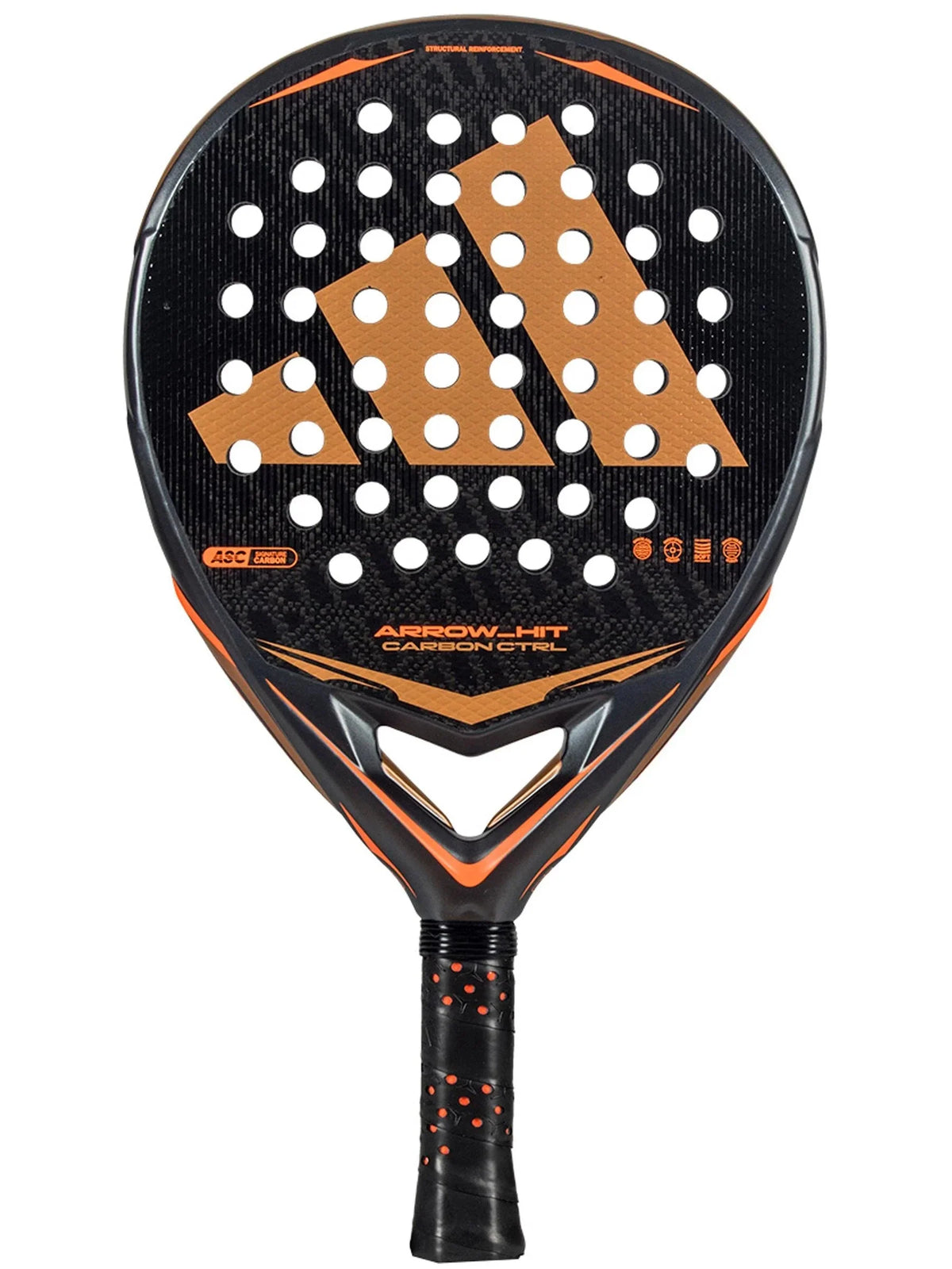 Adidas Arrow Hit Carbon Ctrl 2026 Padel Racket, Anthracite/Orange, front view