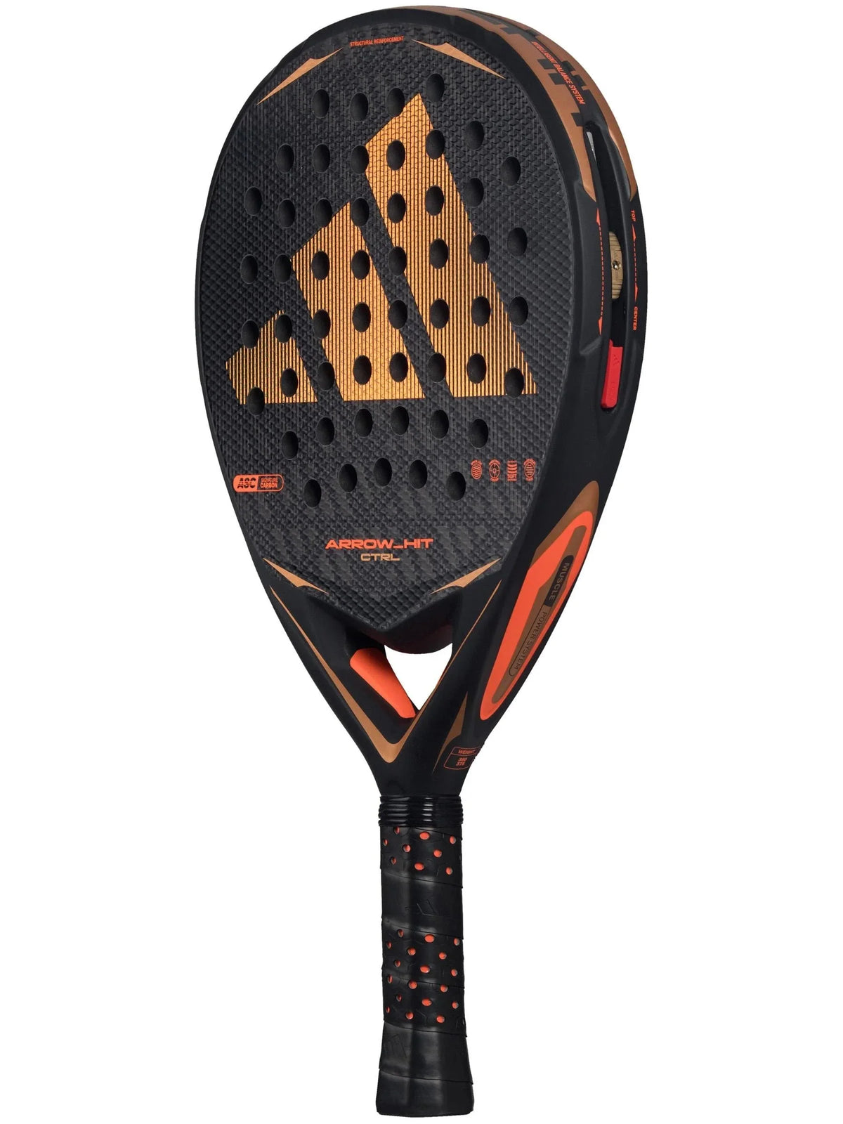 Adidas Arrow Hit Ctrl 2026 Padel Racket, Black/Orange, back view