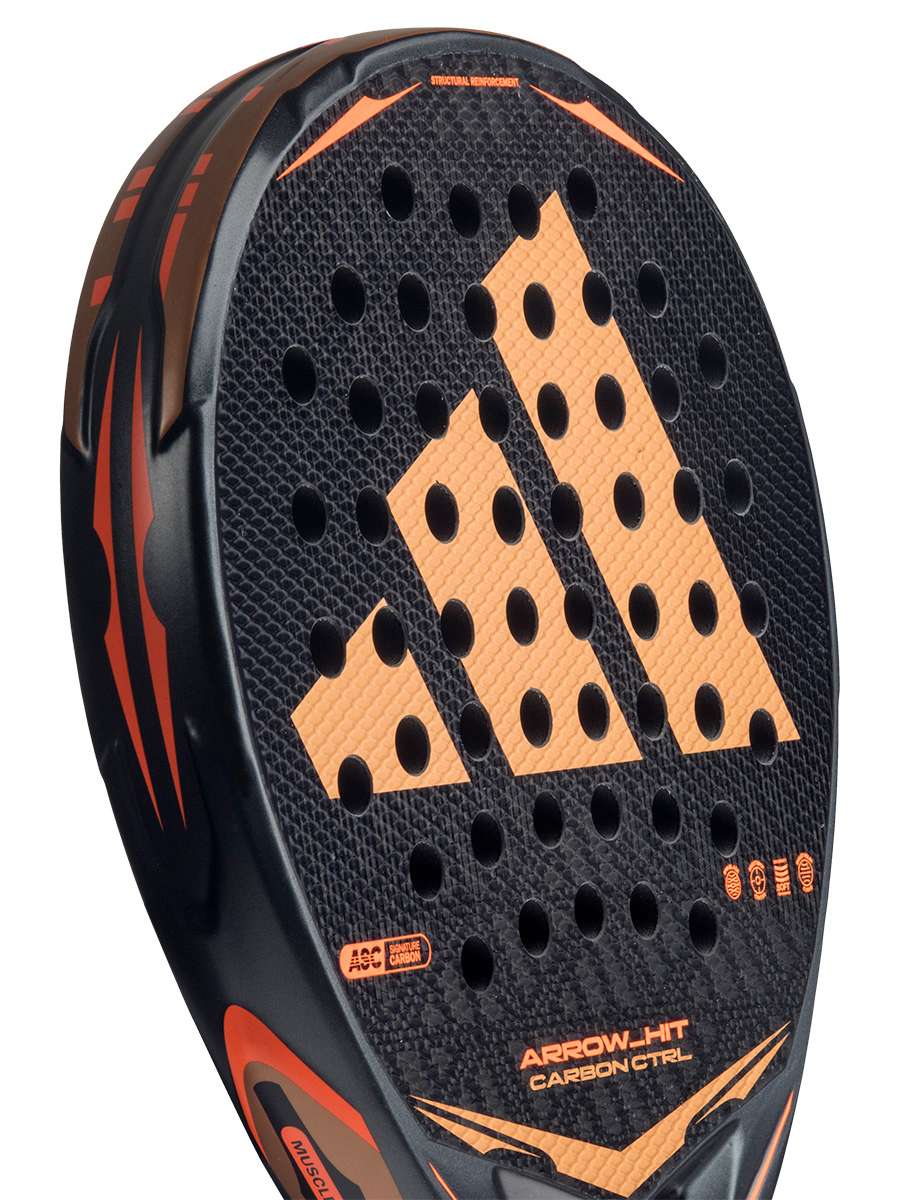 Adidas Arrow Hit Carbon Ctrl 2026 Padel Racket, Anthracite/Orange, detail view