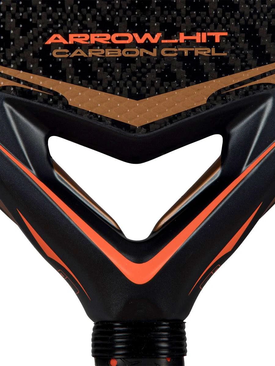 Adidas Arrow Hit Carbon Ctrl 2026 Padel Racket, Anthracite/Orange, close-up detail