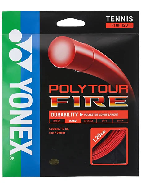 Yonex Polytour Fire 17 1.20mm Tennis String 12m Set RED String (Packs) Yonex