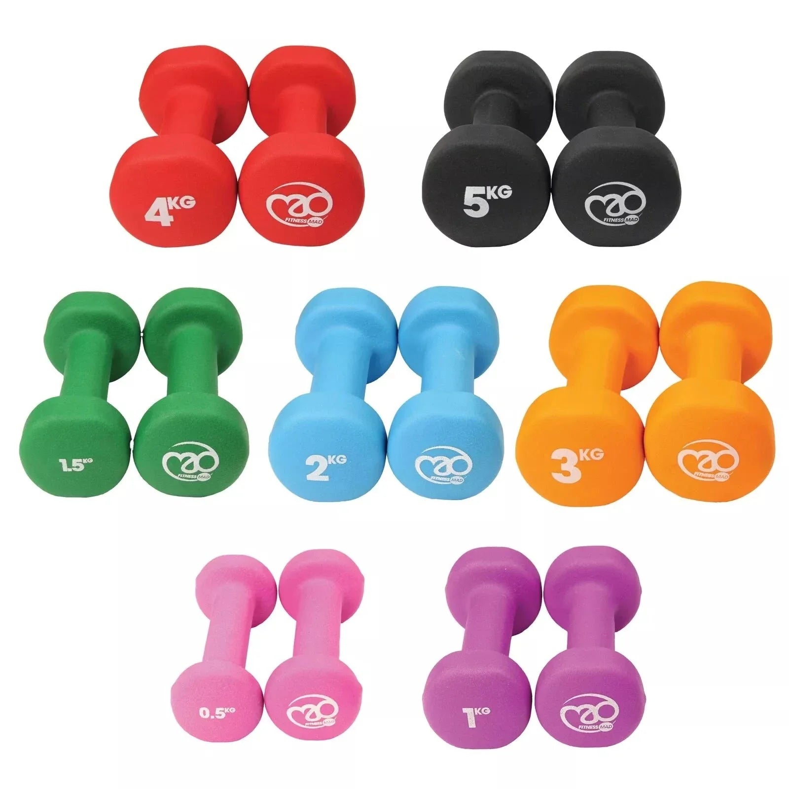 Fitness Mad Neoprene Dumbbells (FDBELL5) BLACK 5KG Fitness Mad