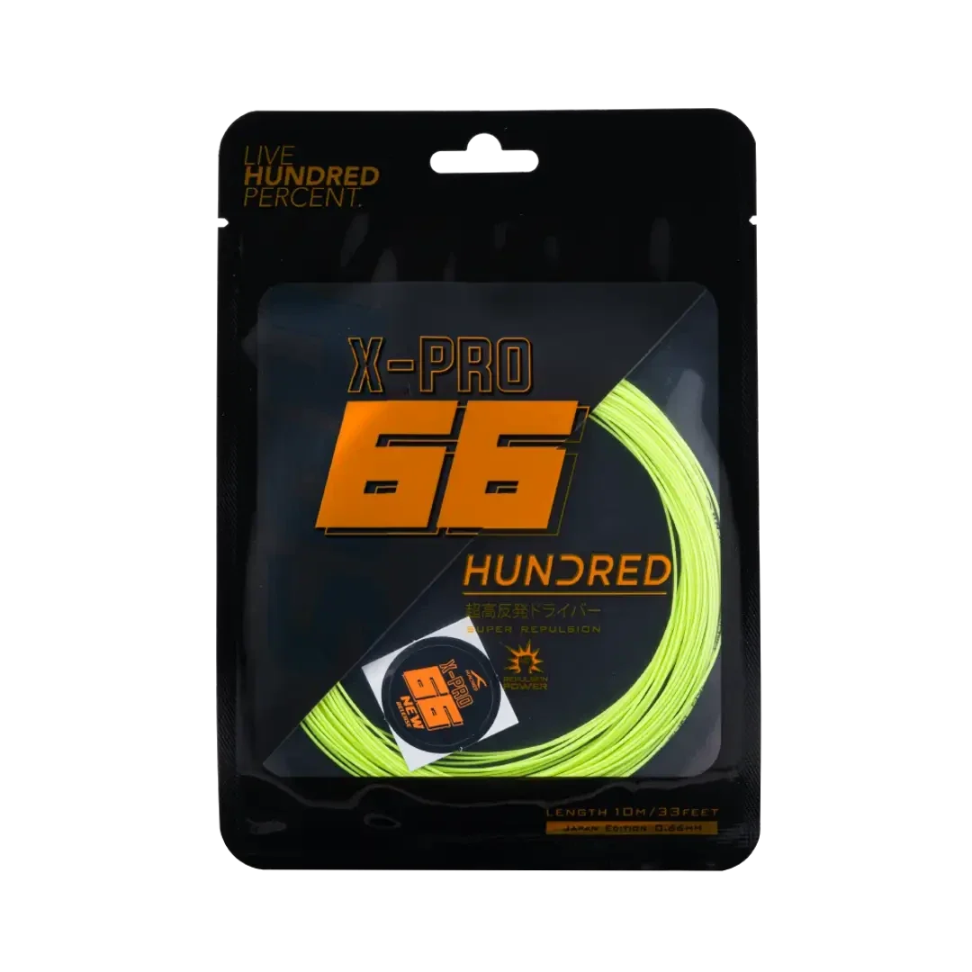 Hundred 66 X Pro Badminton String Set, Yellow, front view
