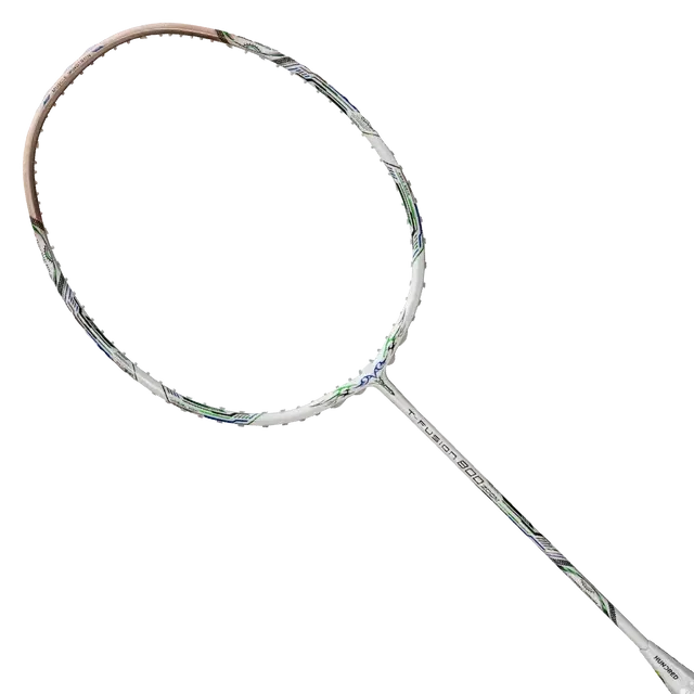 Hundred T-Fusion 800 Zoom Badminton Racket, White/Gold, side view