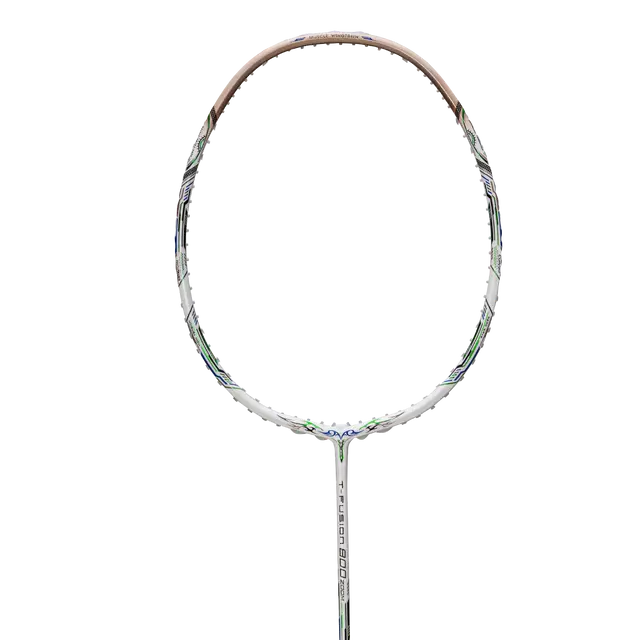 Hundred T-Fusion 800 Zoom 5U Badminton Racket - White/Gold Badminton Rackets Hundred