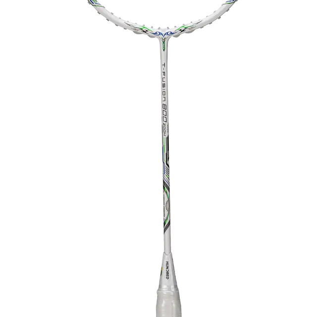 Hundred T-Fusion 800 Zoom 5U Badminton Racket - White/Gold Badminton Rackets Hundred