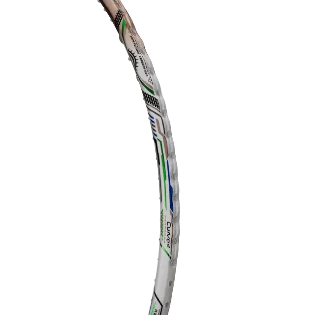 Hundred T-Fusion 800 Zoom Badminton Racket, White/Gold, close-up detail