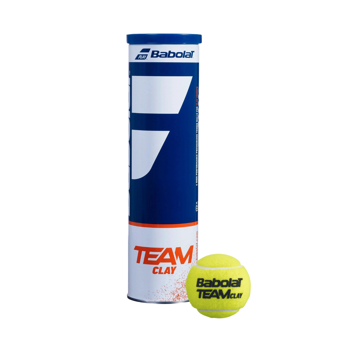 Babolat Team Clay Tennis Ball (4 ball tube), front view