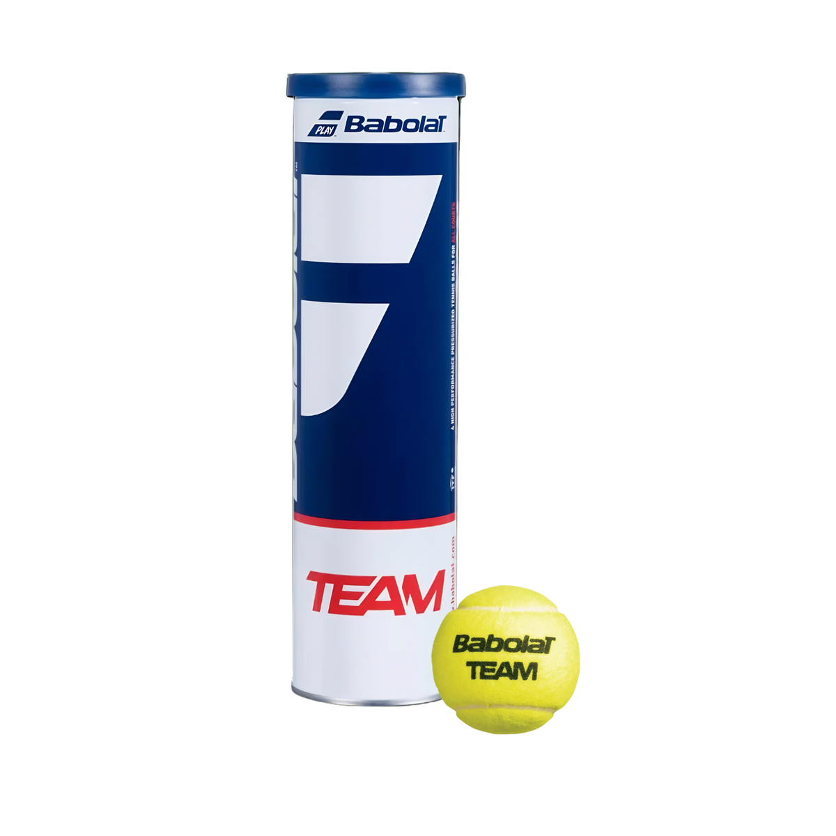 Babolat Team Tennis Ball (4 ball tin), front view
