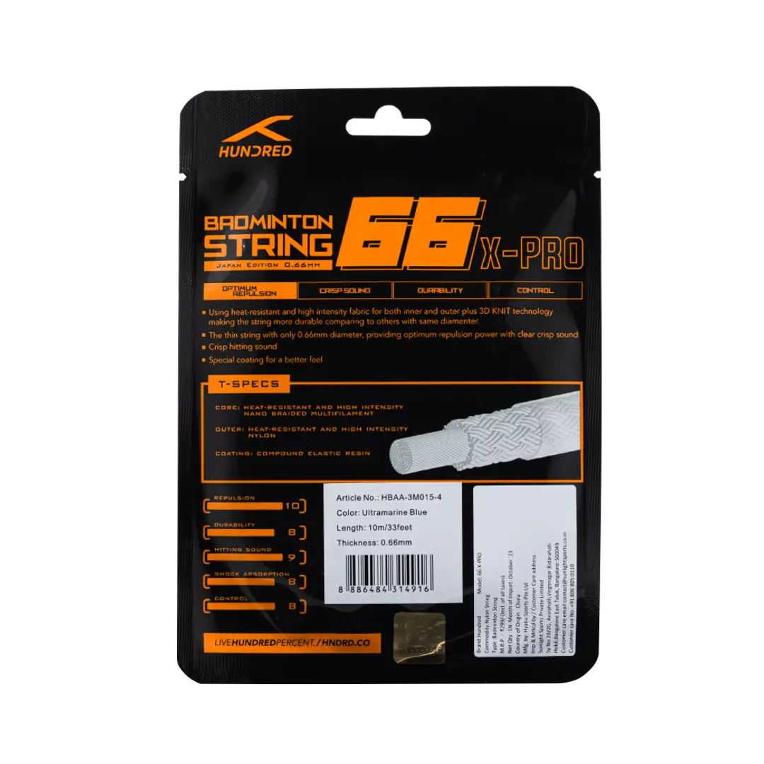 Hundred 66 X Pro Badminton String Set - Blue