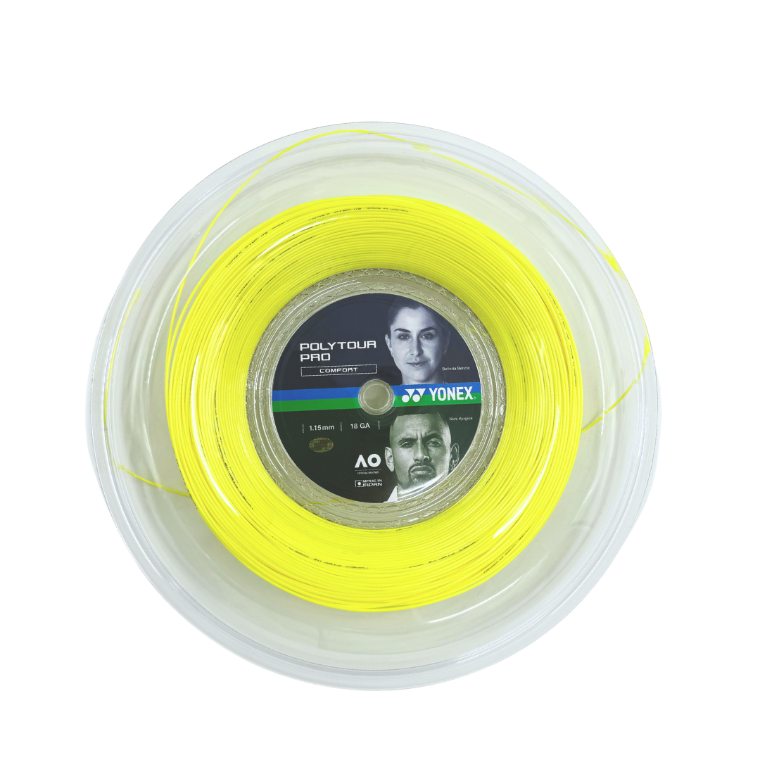 Yonex Polytour Pro String 1.15mm 200m Tennis String FLASH YELLOW Reels 200M String (Reel) Yonex