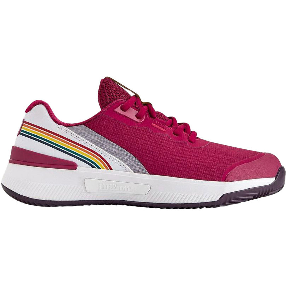 Wilson Red Tennis Shoes with Rainbow Stripes