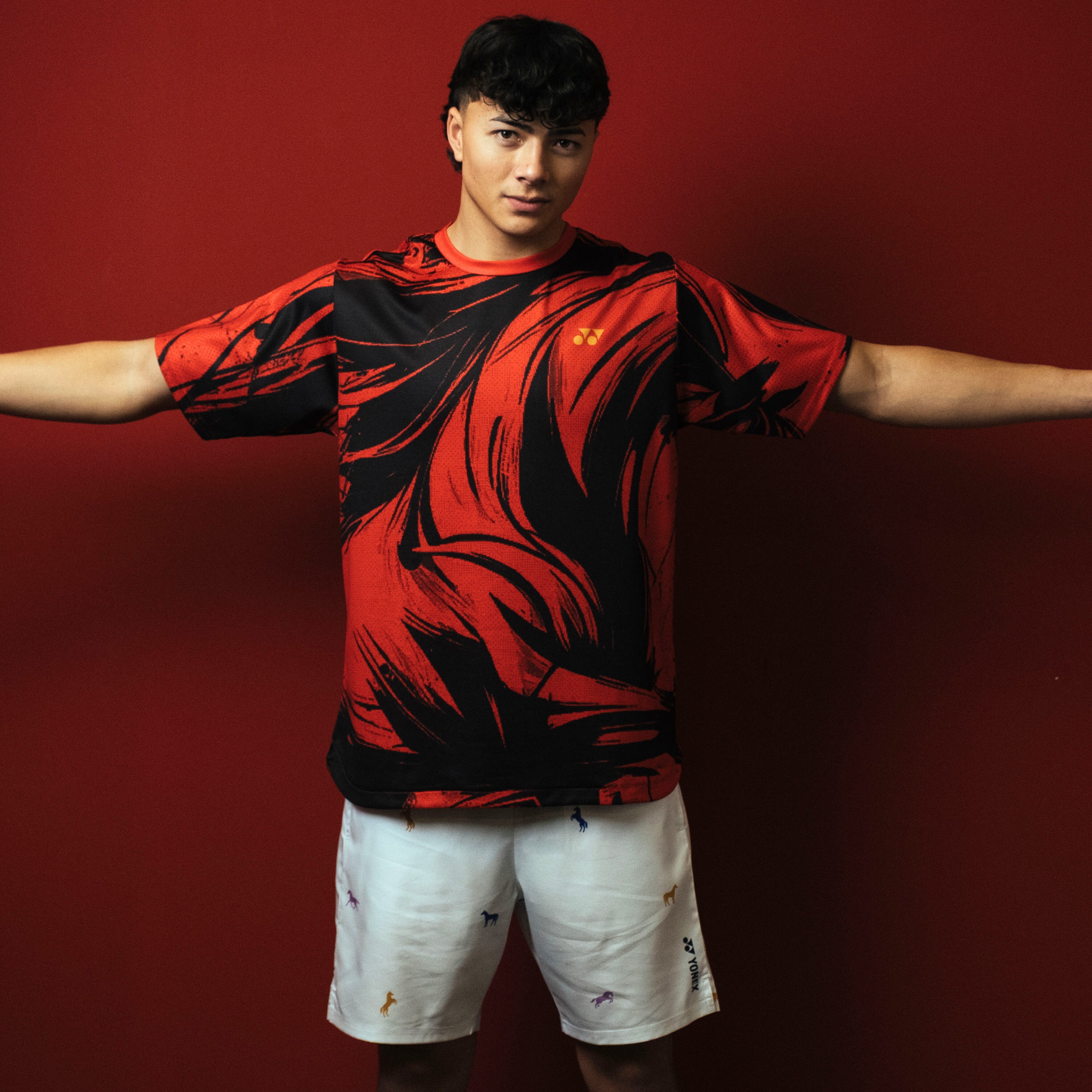 Yonex Legend of the Crimson Stallion – Men’s Top (Rich Red) Yonex CNY2026 TT B Men Clothing Yonex