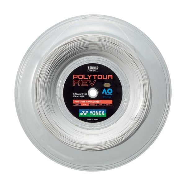 Yonex Polytour Rev 1.25mm 200m Reel Tennis String White 200m Reel White String (Reel) Yonex