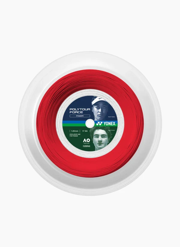 Yonex Polytour Force 120 Tennis String Reel - Bright Red Bright Red 1.20mm 200m Grips Yonex