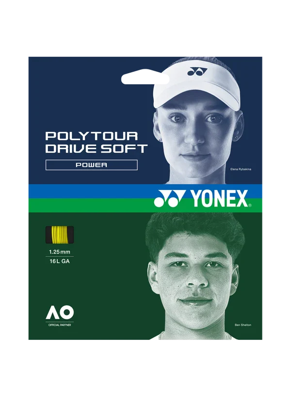 Yonex Polytour Drive Soft 1.25mm/12M Tennis String Set YELLOW 1.25mm 12M Set String (Packs) Yonex