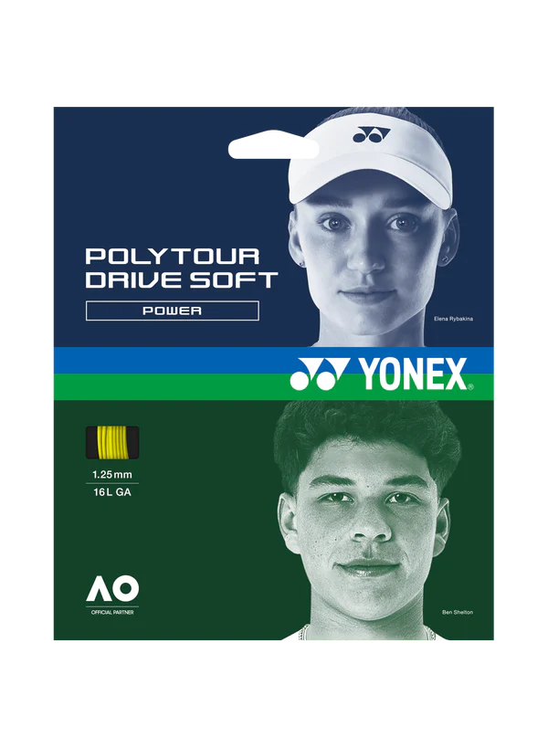 Yonex Polytour Drive Soft 1.25mm/12M Tennis String Set YELLOW 1.25mm 12M Set String (Packs) Yonex