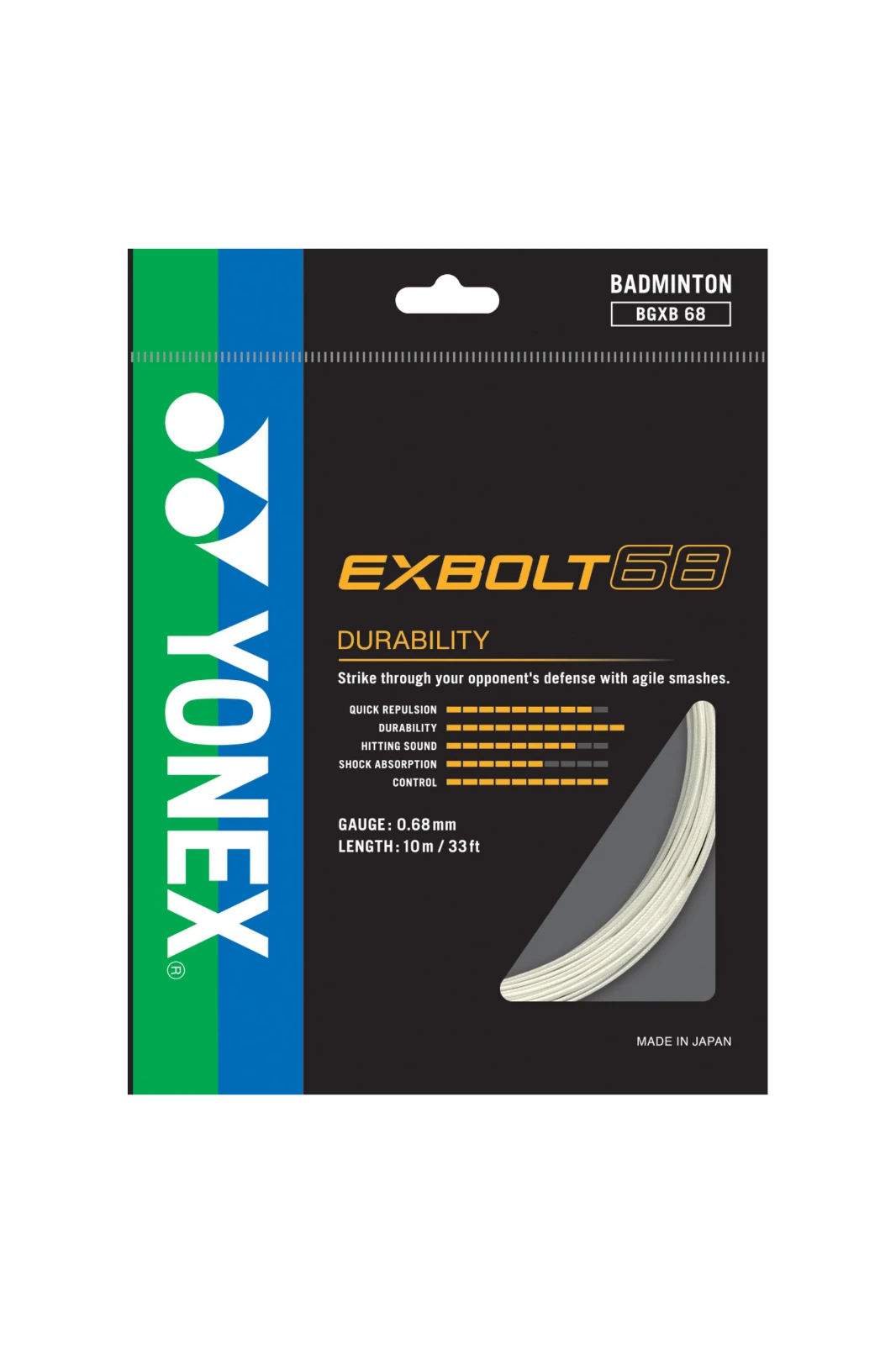 Yonex Exbolt 68 Badminton String (10m Set) Black String (Packs) Yonex