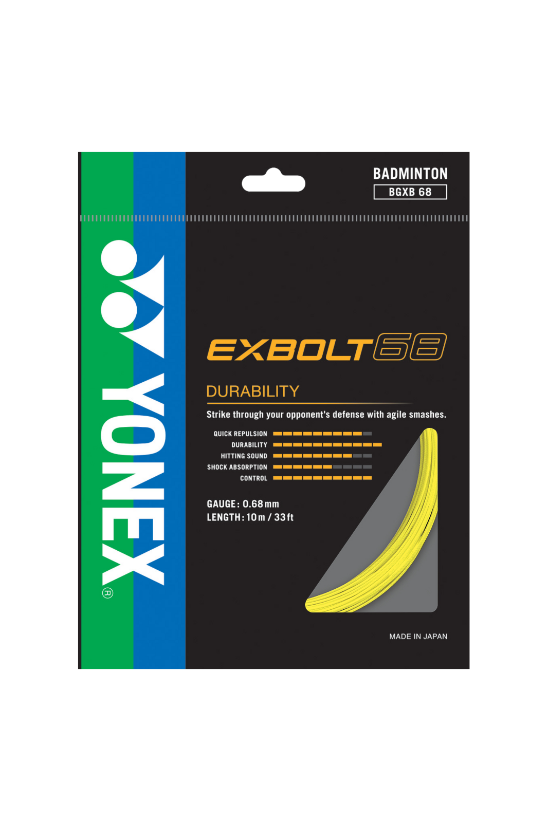 Yonex Exbolt 68 Badminton String (10m Set) Black String (Packs) Yonex