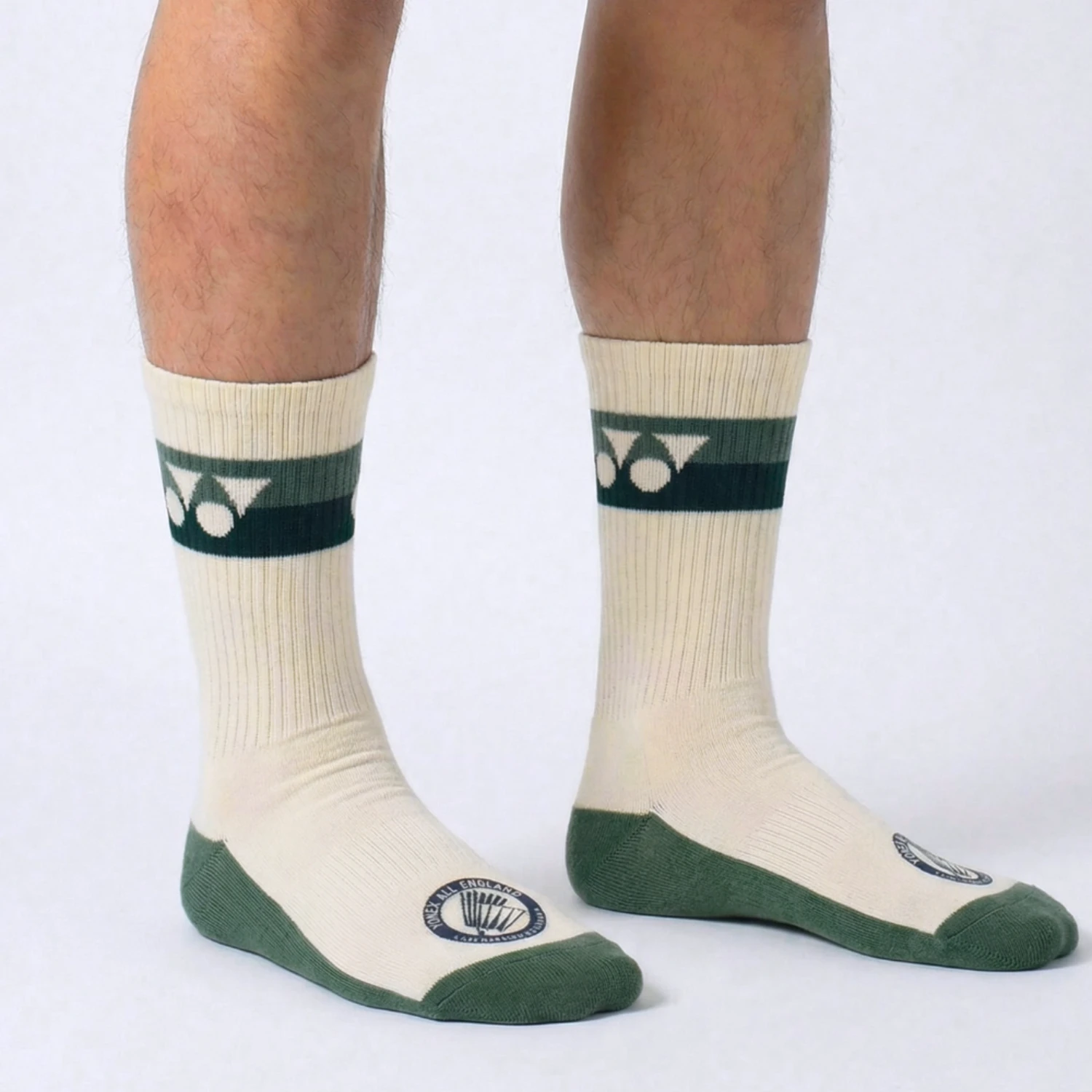 Yonex All England 1899 Crew Sock 26 Unisex - Cream Clothing Yonex