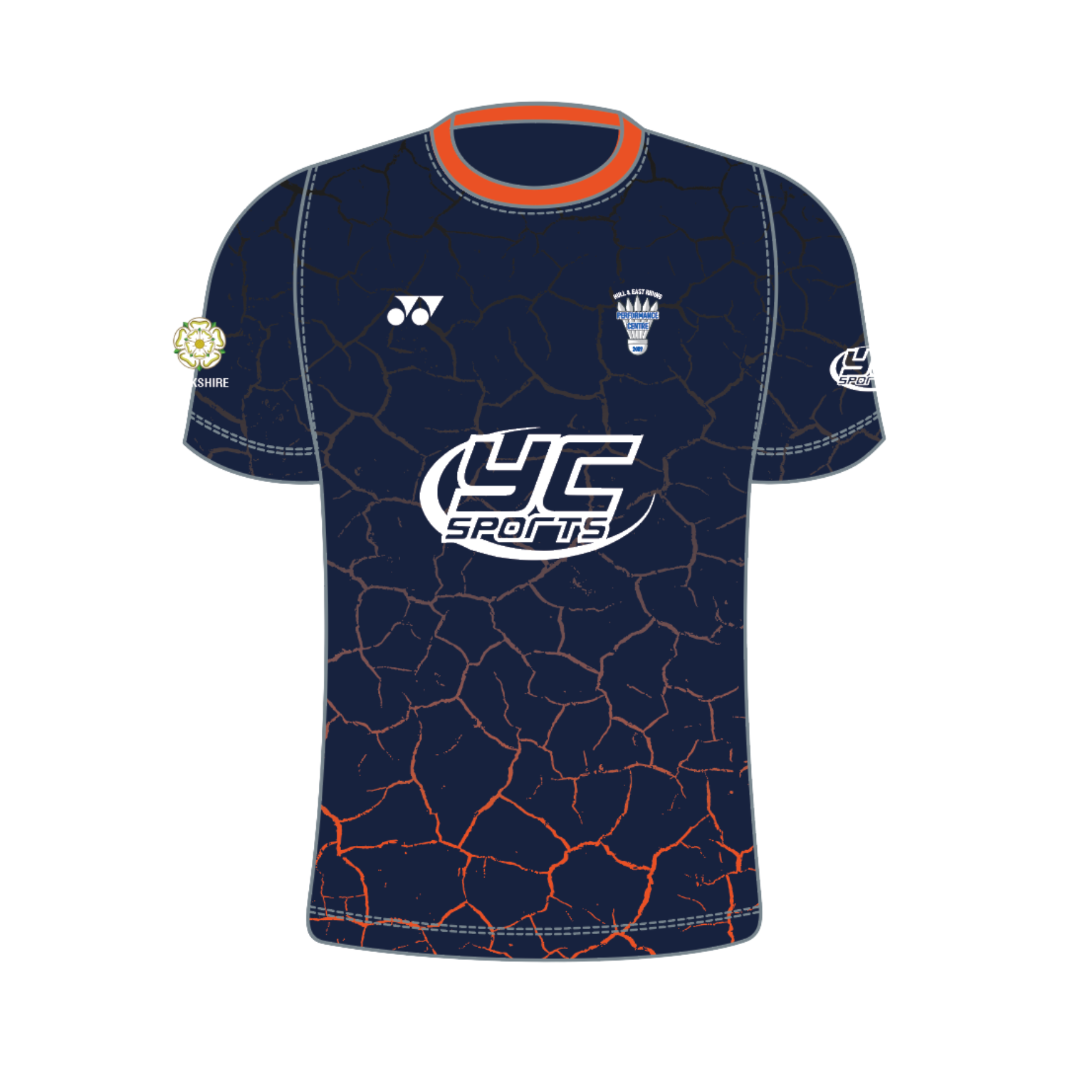 Yonex Kit Hull & East Riding PC T016 Quake  Crew Neck Junior T-Shirt - Navy/Orange