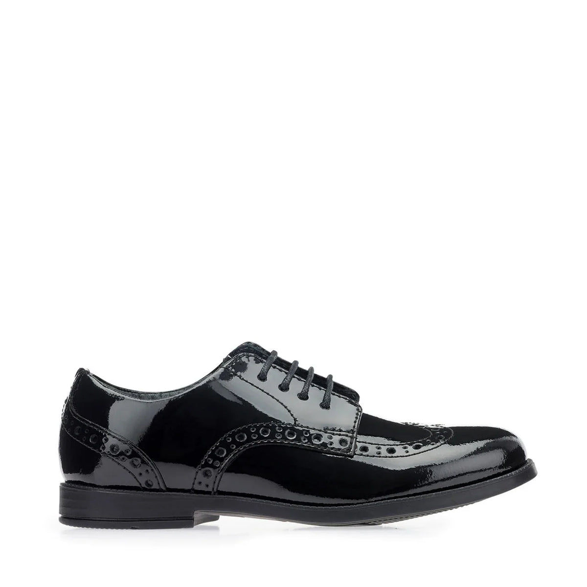 Start-Rite Brogue Pri 2745 lace-up school shoes, black patent, front view