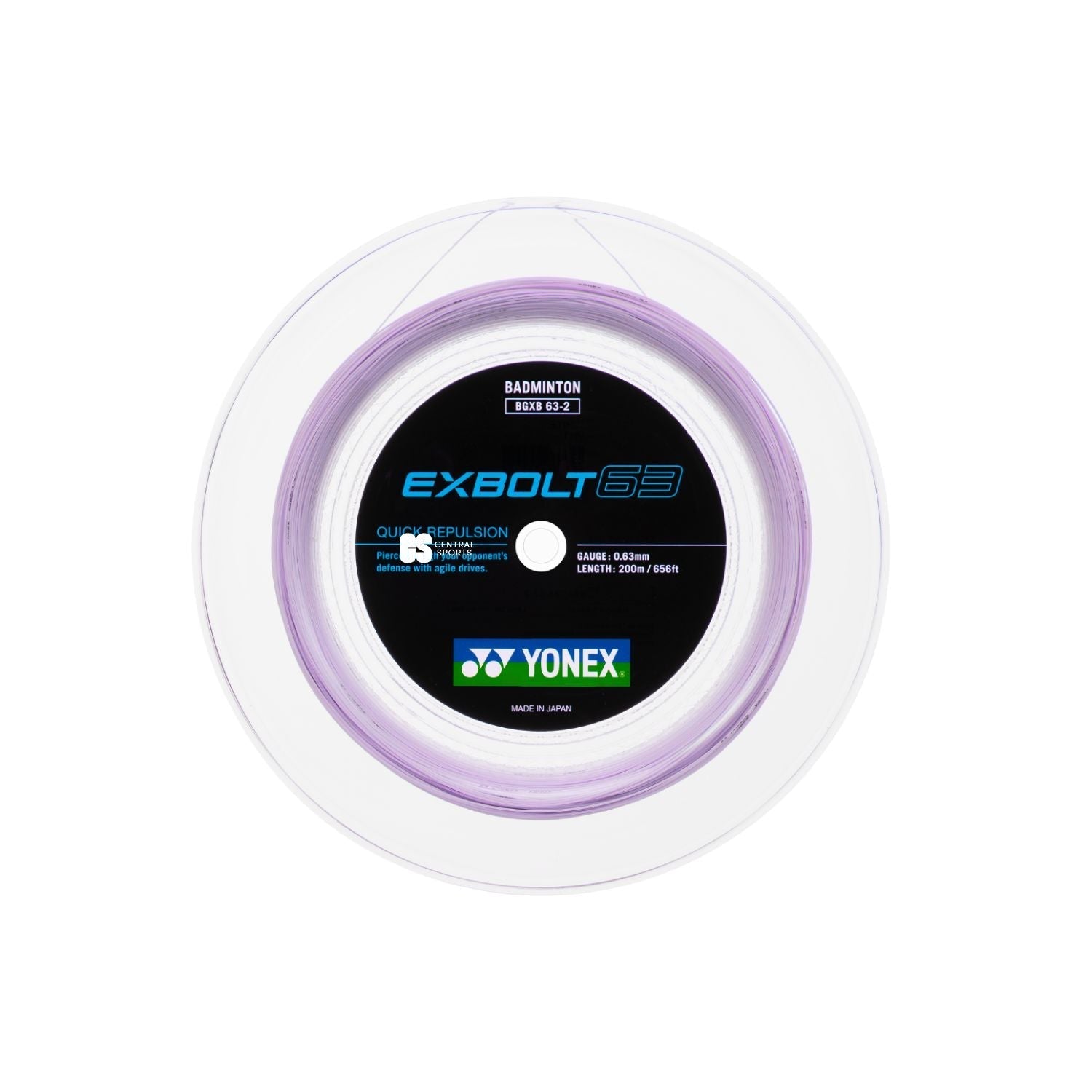 Yonex Exbolt 63 Badminton String (200m Reel) Lavender Lavender Reels 200M String (Reel) Yonex