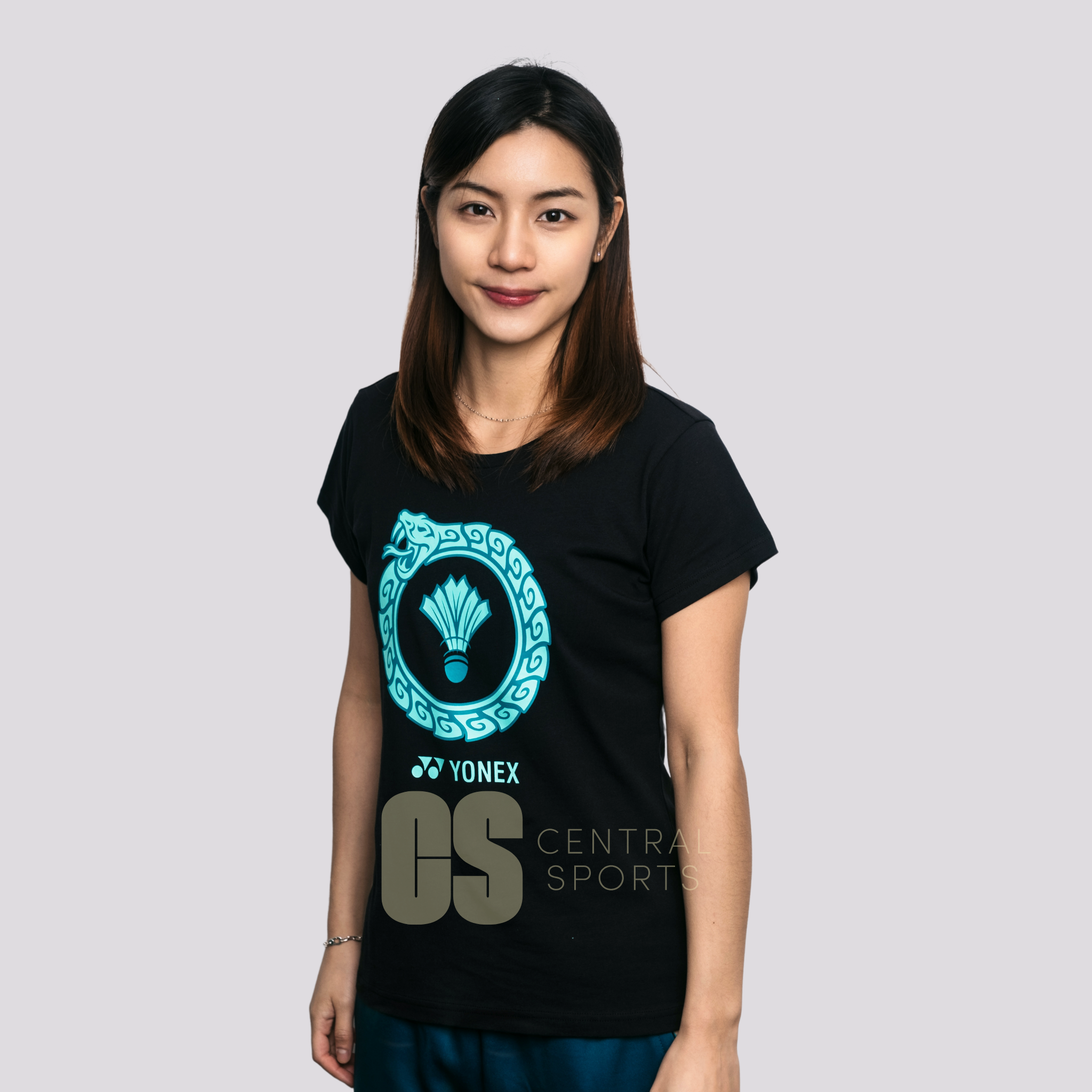 Yonex Snake Ring Womens Cotton T-Shirt Black