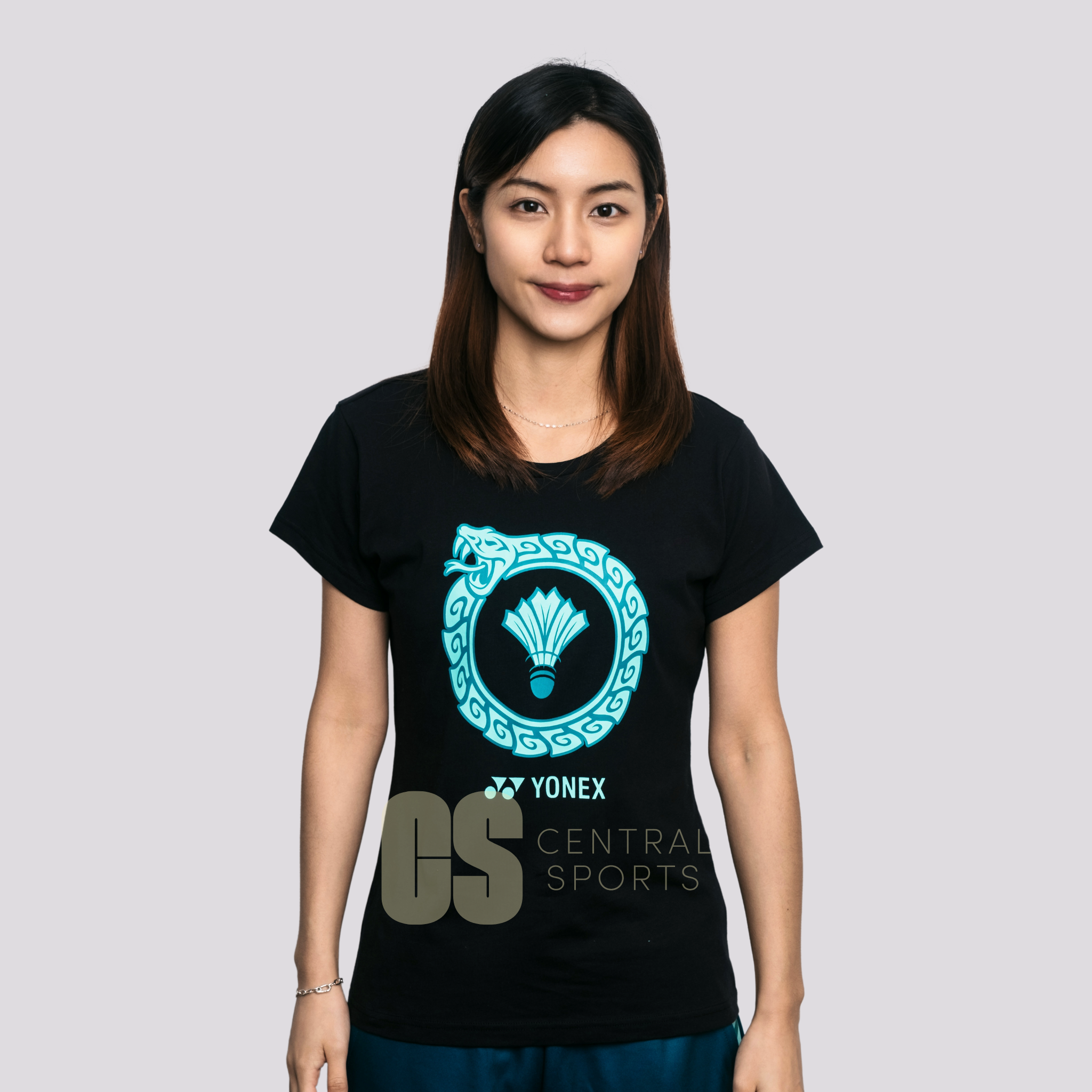 Yonex Snake Ring Womens Cotton T-Shirt Black