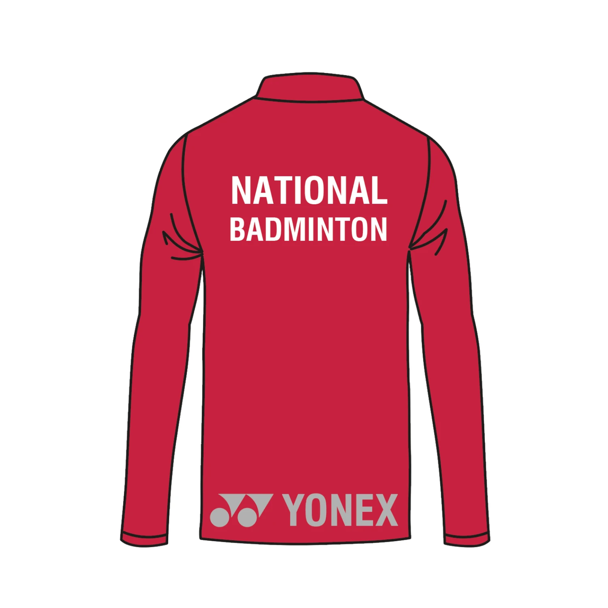 National Badminton Split 1/4 Zip Shirt Unisex - Red Clothing Yonex Teamwear