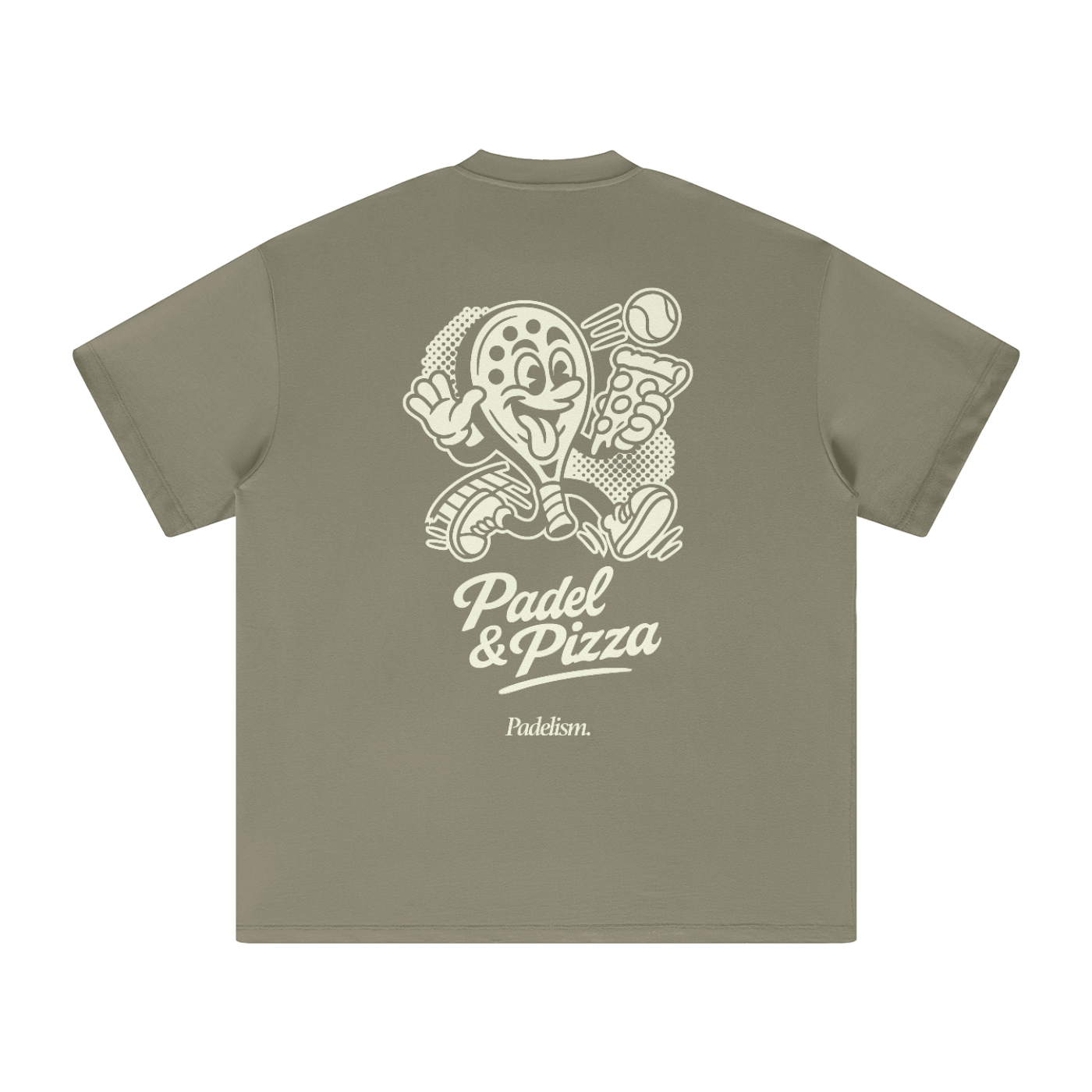 Padel & Pizza - Heavyweight T-Shirt Gray Green Padelism