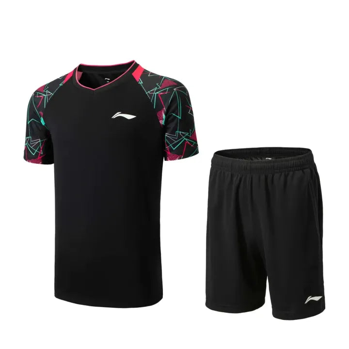 Li-Ning Unisex Badminton Competition Set (Black/Black) - AATV015 Clothing Li-Ning