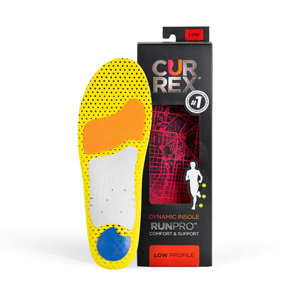 CURREX RunPro low profile running insole, red, packaging view