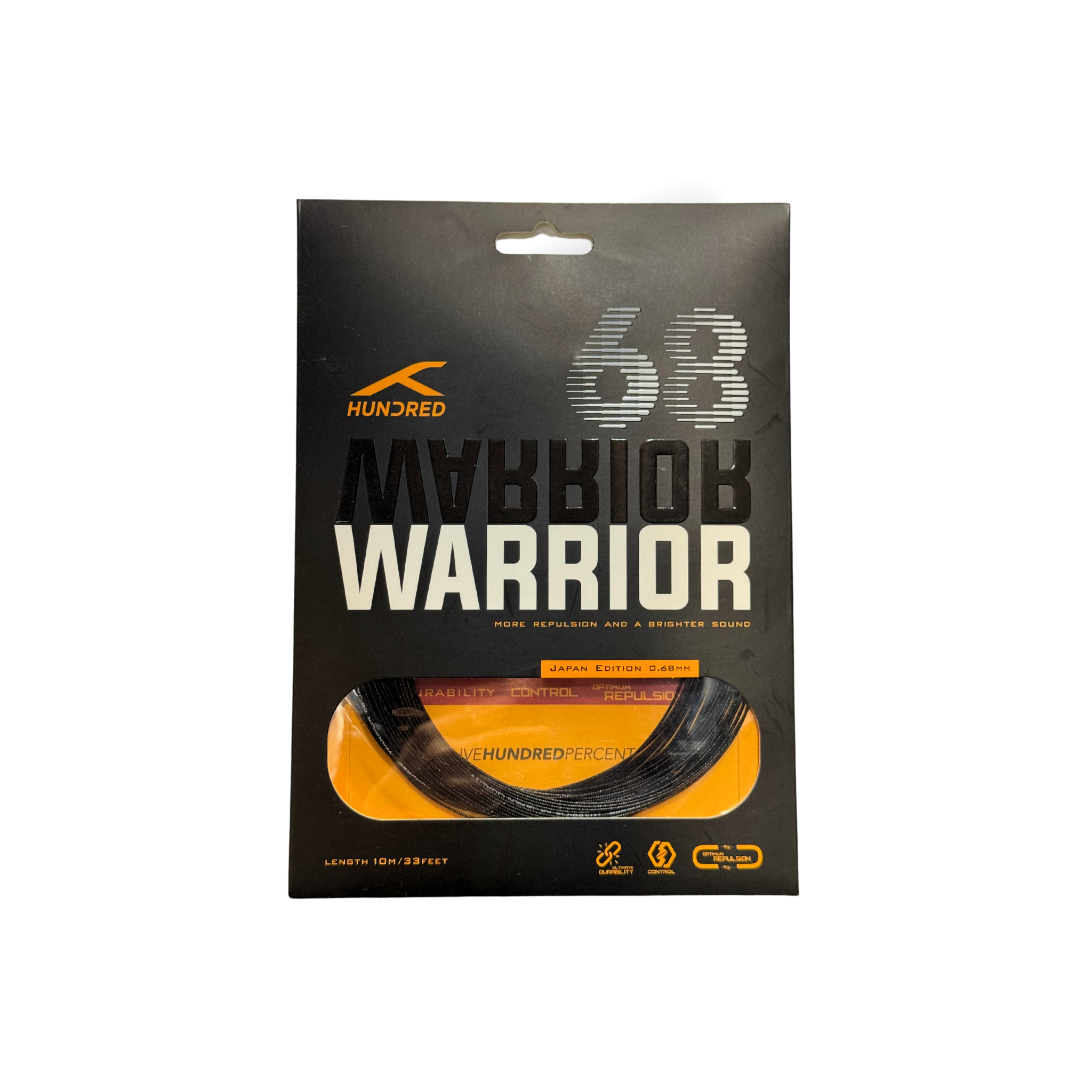 Hundred 68 Warrior Badminton String (0.68mm) - Graphite Black