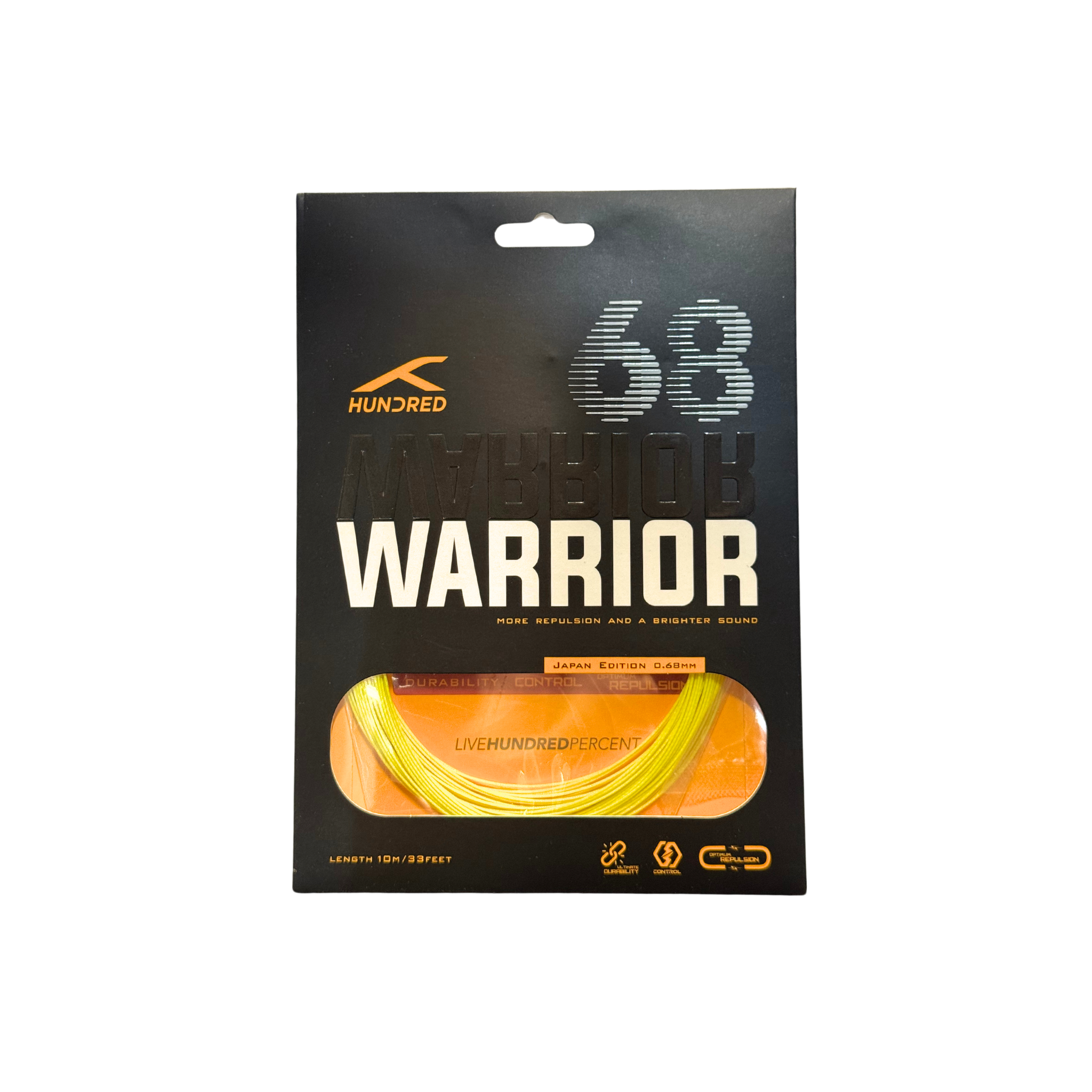 Hundred 68 Warrior Badminton String (0.68mm) - Graphite Black