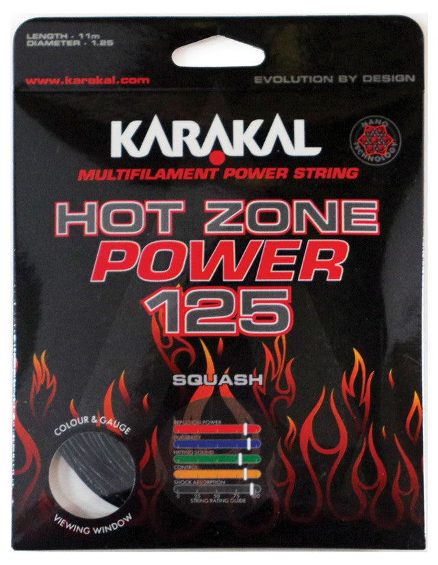 KaKarakal Hot Zone Power 125 Squash String Set - Black Squash String Karakal