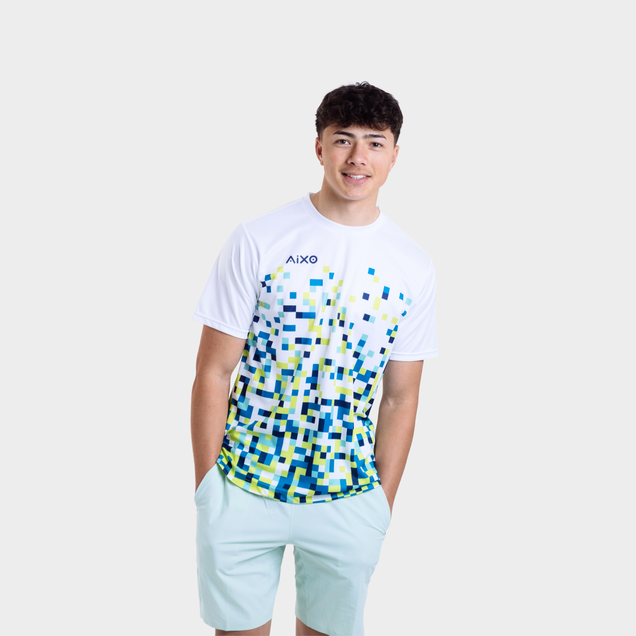 Aixo Pixel Mens T Shirt White