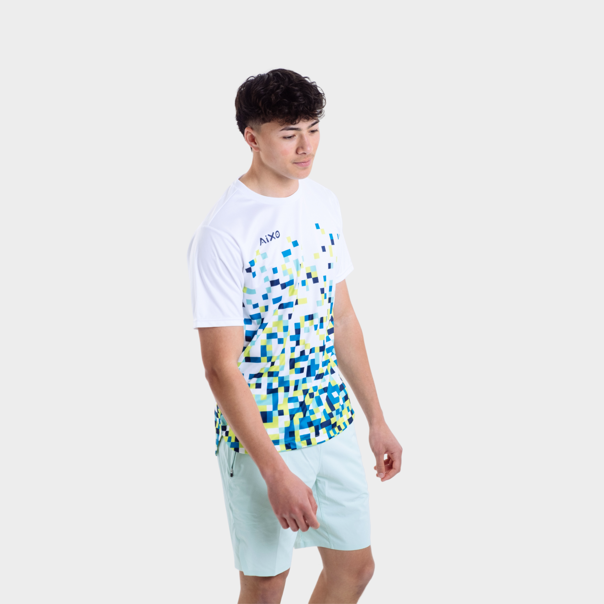 Aixo Pixel Mens T Shirt White T Shirt Aixo
